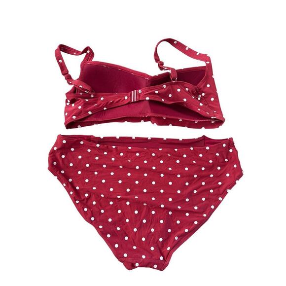 NipTuck Polka Dot Bikini Red Ruched Sz 12 Retro Swim Set (See Flaws) - Picture 5 of 6